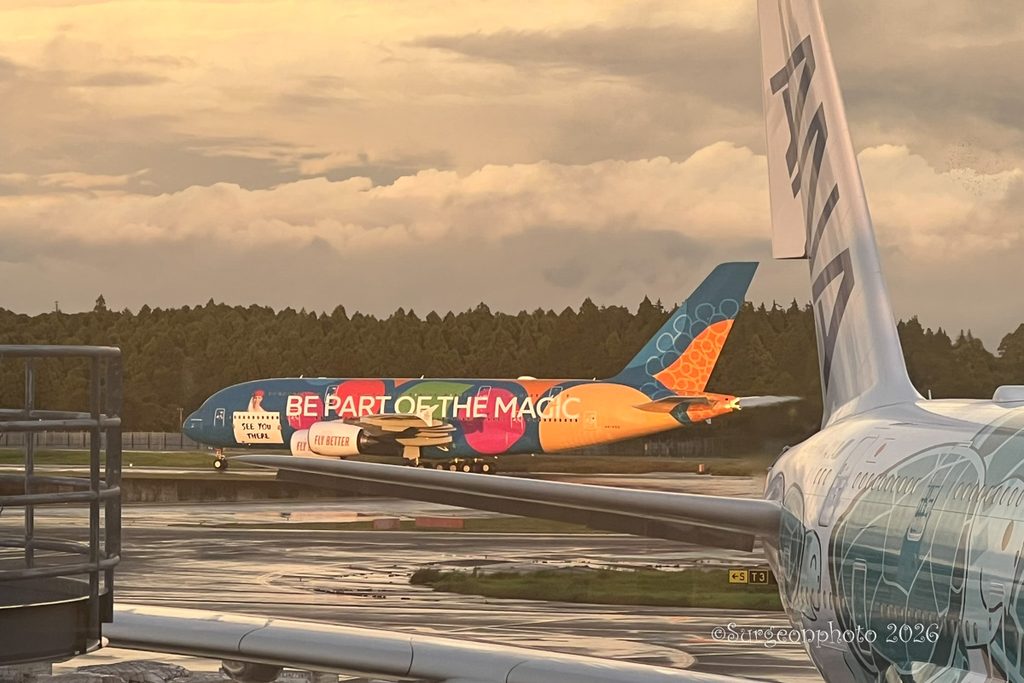 成田空港で見かけたエミレーツ航空A380のExpo 2020 Dubai特別塗装機