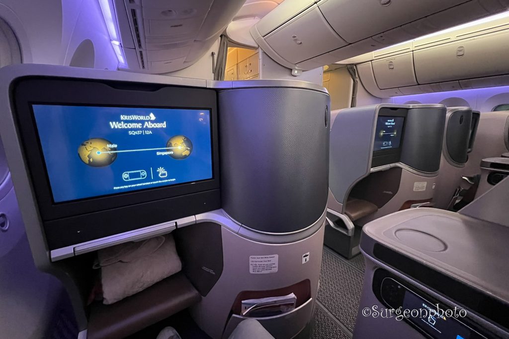 シンガポール航空B787-10ビジネスクラスの機内