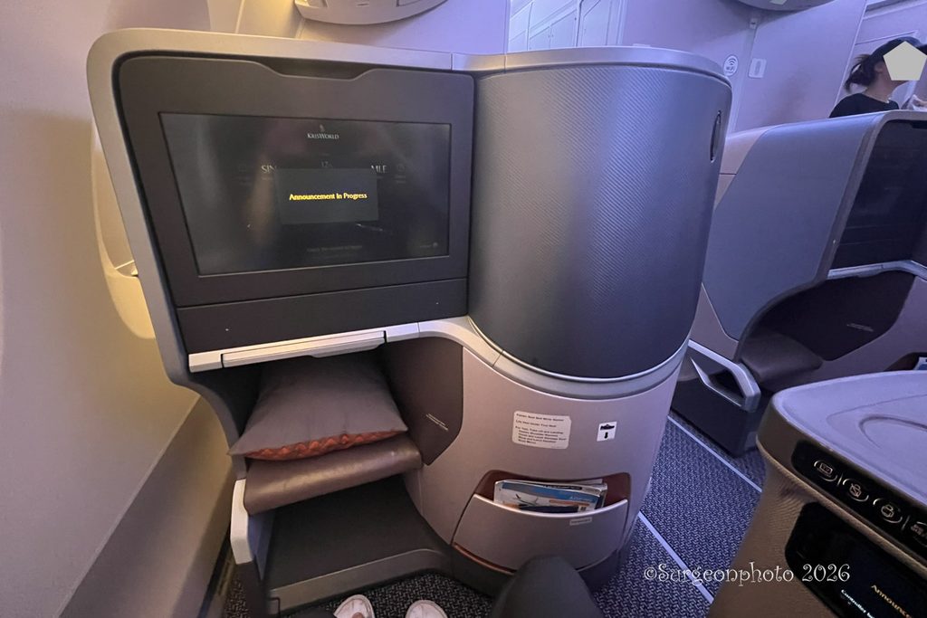 シンガポール航空A350-900ビジネスクラスの窓側席