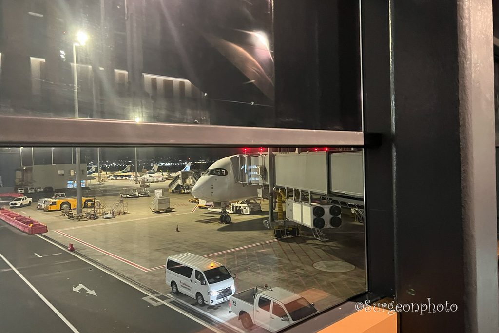 ヴェラナ国際空港のボーディングブリッジからSQ437へ向かう通路